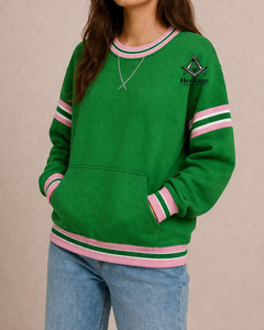 HMR Alfa |   Sudadera Kapa con Bordado Griego para Mujer, Personalizada, Cuello Redondo, Sudadera de Algodón Bordada para Mujer - Product Image 4