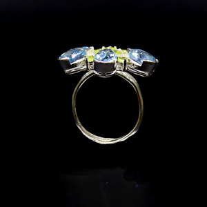 Anillo Clásico de Plata de Ley 925 con Topacio Azul y Peridoto, Joyería Plateada para Mujer, para Bodas - Product Image 3