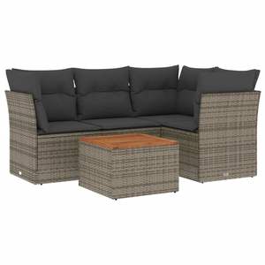 Conjunto de Sofá de Jardín de Ratán Gris Marrón, 4 Plazas, Resistente a la Intemperie, Muebles de Exterior de Diseño Contemporáneo - Product Image 2