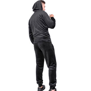 Pantalon de jogging unisexe en velours noir, taille élastique, longueur intégrale, décontracté, pour l'hiver, couleur unie, poches latérales, polyester mi-lourd - Product Image 3