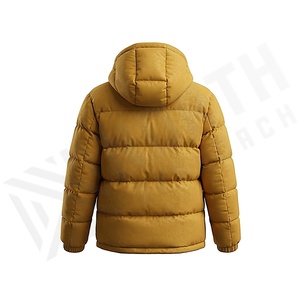 Hooded Quilted Waterproof <b>Bubble</b> Jacket Black Full Sleeve Winter Windproof Cotton Shell Knitted Fabric Polyester Filling Stand - Product Image 2