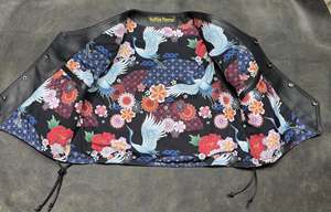 Veste en cuir de vache véritable avec panneaux embossés effet crocodile - Product Image 5