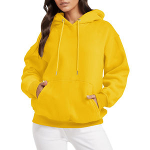 Sweat-shirt à capuche tissé oversize pour femme, coupe ample, manches longues, chaud, décontracté, streetwear, mode automne-hiver, vente en gros - Product Image 6