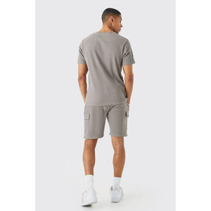 Ensemble 2 pièces pour homme : T-shirt en nylon et polyester avec logo personnalisé et short cargo, ensemble de jogging, ensemble de survêtement en coton respirant - Product Image 2