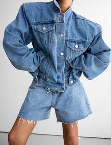 Chaqueta Vaquera de Moda para Mujer CYBEX INDUSTRY, Personalizada OEM, Ecológica, Transpirable, Tejido Teñido, Estilo Casual - Product Image 2