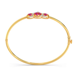 Bracelet en diamant Trio Floral Rose avec cadre fin en or jaune et design élégant de fleur circulaire au centre - Product Image 3