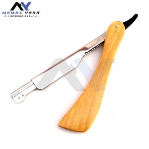 Navaja de Afeitar Profesional con Mango de Madera y Bloqueo Deslizante, Herramienta Clásica de Barbería, Cuchilla Abierta Tradicional de Acero Inoxidable - Product Image 2