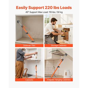 ชุดค้ำยันเหล็กแบบยืดหดได้ 2 ชิ้น ขนาด 25.4-45.3 นิ้ว รองรับน้ำหนักได้ 220 ปอนด์ ระบบมือที่สามแบบปรับได้ สำหรับตู้ - Product Image 3