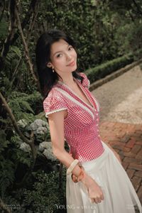 เสื้อสตรีคอวีลายสก๊อตสีแดงแขนสั้นเสื้อลูกไม้ติดกระดุมเปปลัมวินเทจเรโทรฤดูใบไม้ผลิฤดูร้อนเสื้อ LESTER - Product Image 4