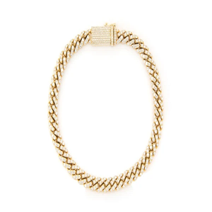 Pulsera de Cadena de Oro para Hombre con Eslabones de Diamantes Pavé, Estilo Hiphop, para Uso Diario - Product Image 1