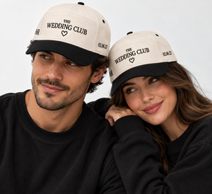 Nouvelle Casquette de Mariage Personnalisée à Cinq Panneaux, Visière Noire, Couronne Ivoire, Broderie, en Sergé de Coton Premium, Cadeau pour Marié, Chapeau de Club de Mariage - Product Image 4