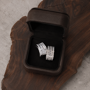 Luxury Hip Hop Baguette Diamond <b>Huggie</b> <b>Earrings</b> 925 Sterling <b>Silver</b> Diamond Women Statement <b>Earring</b> - Product Image 5