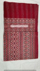 Couverture Kantha indienne faite à la main, écologique, lavable, style vintage, couvre-lit, plaid, 100% coton, taille Queen/Twin, Rajasthan - Product Image 5