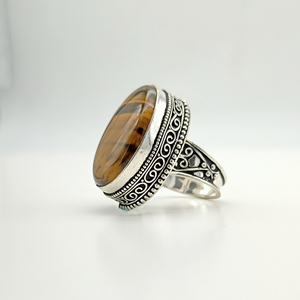 Tiger’s Eye Gemstone <b>Ring</b> Natural Brown Stone <b>Ring</b> Sterling Silver Jewelry Boho <b>Statement</b> <b>Ring</b> Gift for Her Him - Product Image 2