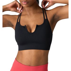 เสื้อชั้นในกีฬาแบบมีสายรัดสำหรับผู้หญิง ไร้ตะเข็บ สายไขว้หลัง ผ้าริบ สำหรับออกกำลังกาย โยคะ ฟิตเนส ชุดออกกำลังกาย รับผลิตตามแบบ พร้อมโลโก้ OEM - Product Image 3