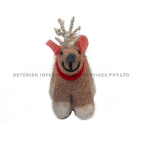 Asterisk Entzückendes Mehrfarbiges 100% Neuseeländisches Wollfilz-Rentier-Ornament für Außenbereich Weihnachtsbaum Feiertagsgirlanden/Kränze