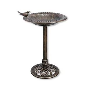 Meilleur Bain d'oiseaux élégant et respectueux des oiseaux pour jardin, en métal, bol en cuivre avec support en fer, couleur noire, fait main - Product Image 2