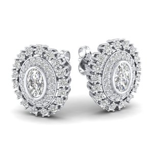 REYES Hot Selling 14K Solid Gold Oval Cut 1.6 Carat Lab Grown Diamond Screw <b>Back</b> Stud <b>Earrings</b> Wholesale Price Fine Jewelry - Product Image 1