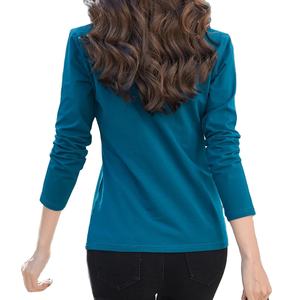 Camiseta de verano transpirable de manga larga de moda de gama alta para mujer para cuello a cuadros Casual hecho a medida tamaño 100% Jersey de algodón - Product Image 2