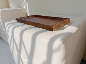 Grand plateau de service ottoman en bois avec poignées - Plateau portable pour petit-déjeuner et repas, idéal pour la cuisine et le bureau - Product Image 4