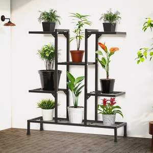 Support à plantes en métal robuste à 8 niveaux, porte-pots multi-étages, revêtement poudré antirouille, pour intérieur et extérieur - Product Image 1