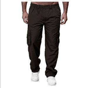 Pantalon cargo de jogging gris pour homme en toile polyester/coton respirante, fabriqué professionnellement par VIENNA INDUSTRY, avec cordon de serrage - Product Image 3