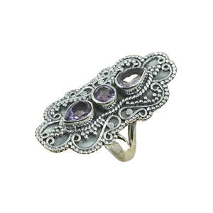 Natural Amethyst Gemstone 925 Silver <b>Statement</b> <b>Ring</b> Vintage Filigree Handmade Designer <b>Ring</b> Boho Jewelry Women Gift for Men Her - Product Image 1
