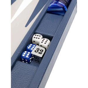 Blue Wood Leather Pasting <b>Backgammon</b> Set With Case Dice Cups & Playing Pieces Portable Strategy <b>Board</b> Game For Family Travel Fun - Product Image 5
