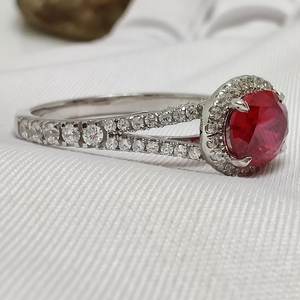 Anillo de Halo de Dos Vías con Corte Ovalado de Moissanita Roja y Rubí, de Plata Fina 925 Original, para Mujer, Regalo de Propuesta de Matrimonio para Ella - Product Image 6