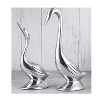 Haute qualité en aluminium oiseau cygne paire Sculpture miroir polonais espace de vie vitrine décor de table affichage métal maison artisanat décor