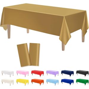 2 pièces de housses de table jetables en plastique doré, rectangulaires, 54 x 108 pouces, pour fêtes - Product Image 2