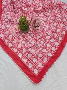 Couverture en coton doux et respirant imprimée à la main, couette Dohar pour toutes les saisons, couette imprimée florale idéale pour canapé, lit, sofa - Product Image 3