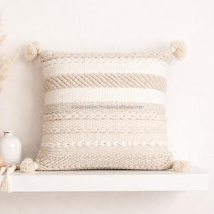 Tufted Boho Cushion Cover Handmade Cotton Designer Pillow with Hidden Zipper and Decorative Pillowslip 18x18 for Living Room - Product Image 3