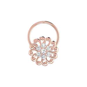 AJRETAIL ต่างหูเพชรทรงดอกไม้ น้ำหนัก 0.06 กะรัต สี HI ทอง 14K เจียระไนแบบบริลเลียนท์ ความใส VS-SI เครื่องประดับเจาะจมูก - Product Image 2