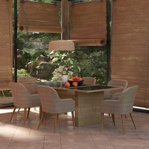 Conjunto de Comedor Grande de Ratán Sintético Marrón, Múltiples Asientos, Conjunto para Jardín - Product Image 1