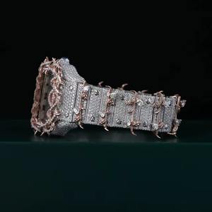 Reloj de Lujo de Acero Inoxidable con Diamantes Redondos de Moissanita, Estilo Hip Hop, para Hombre y Mujer, India - Product Image 2