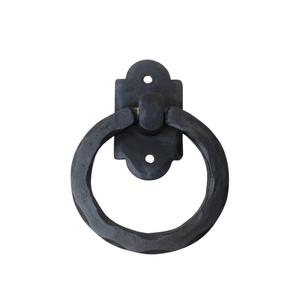 Timbre de puerta forjado a mano con diseño floral, de hierro con acabado en polvo, para puertas de dormitorio, cajones y gabinetes. - Product Image 2