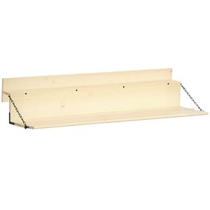 Tavolino Pieghevole da Balcone in Legno di Abete Appendibile, 3.9 Pollici, Naturale, per Esterni, con Barra Pieghevole per Ringhiera - Product Image 1