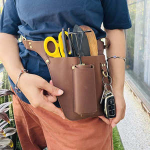 Porte-outils de jardin en cuir marron, ceinture de ceinture pour organiser les outils, porte-outils pour le jardinage et l'entretien des pelouses - Product Image 1