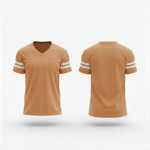 Camiseta de Béisbol con Cuello en V para Hombre, Color Sólido, Manga Corta, 100% Poliéster, Transpirable, Corte Regular, Ropa para Todas las Temporadas - Product Image 1