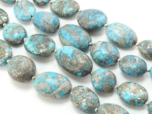 Cuentas de piedra de cuentas ovaladas lisas turquesas naturales Categoría Calidad Premium - Product Image 2