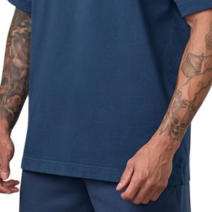 T-shirt graphique délavé bleu marine pour homme, en coton, coupe oversize, col rond, manches courtes, style streetwear décontracté, doux, respirant et tendance - Product Image 4