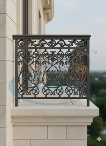 Grilles de balcon modernes en fer et aluminium robustes, main courante, protection UV, résistantes à la rouille, réglables, sans cadre, finition sablée, OEM - Product Image 2
