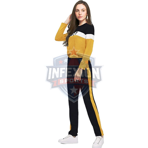 Ensemble de survêtement color block pour femmes, sweat-shirt à col rond à manches longues avec poches latérales, pantalon à taille élastique, tenue décontractée pour l'automne - Product Image 4