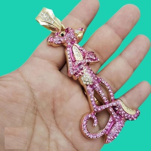 จี้พิงค์แพนเธอร์แบบ Iced Out สไตล์ฮิปฮอป เงินแท้ 925 ชุบทอง ประดับโมอิสซาไนต์สั่งทำพิเศษ ผ่านการทดสอบเพชร - Product Image 3