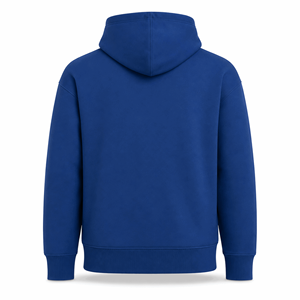 เสื้อฮู้ดผู้ชายสีพื้นผ้าฟลีซทรงปกติสวมใส่สบายสำหรับฤดูใบไม้ร่วงสีน้ำเงินมีกระเป๋าเสื้อถักแขนยาว - Product Image 6