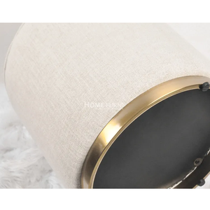 Envío Rápido, Patas de Acero Inoxidable Chapadas en Oro, Fabricación OEM, Taburete Otomano Redondo Tapizado Ignífugo, Pino y Madera Contrachapada - Product Image 2