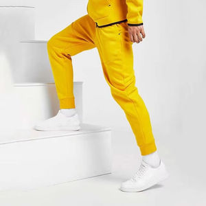 Men's Yellow Solid Tracksuit Full <b>Zip</b> <b>Hooded</b> Sporty Casual Wear Breathable Polyester Material Winter Outfit Loose Fit 2 1 Design - Product Image 3