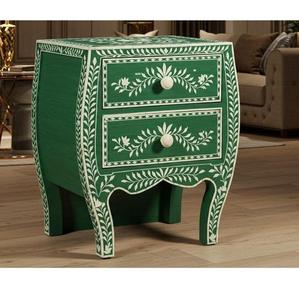 Mesa de Cajones con Incrustaciones de Hueso de ILAHI, Diseño Moderno con Detalles de Ágata, Almacenamiento de Tres Niveles, Mueble Portátil para el Hogar - Product Image 6