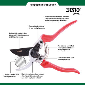 Tijeras de Podar Industriales SONO G739 OEM DIY Duraderas con Mango de Aluminio Cromado, Empuñaduras de PVC y Aleación de Acero al Carbono - Product Image 2